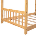 Twin Size House Platform Bed With Headboard And Footboard,Roof Design,Natural Natural Pine