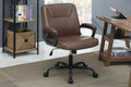 Relax Cushioned Office Chair 1Pc Brown Color Upholstered Seat Back Adjustable Chair Comfort Brown Office Contemporary Office Chairs Solid Back Adjustable Height Fabric