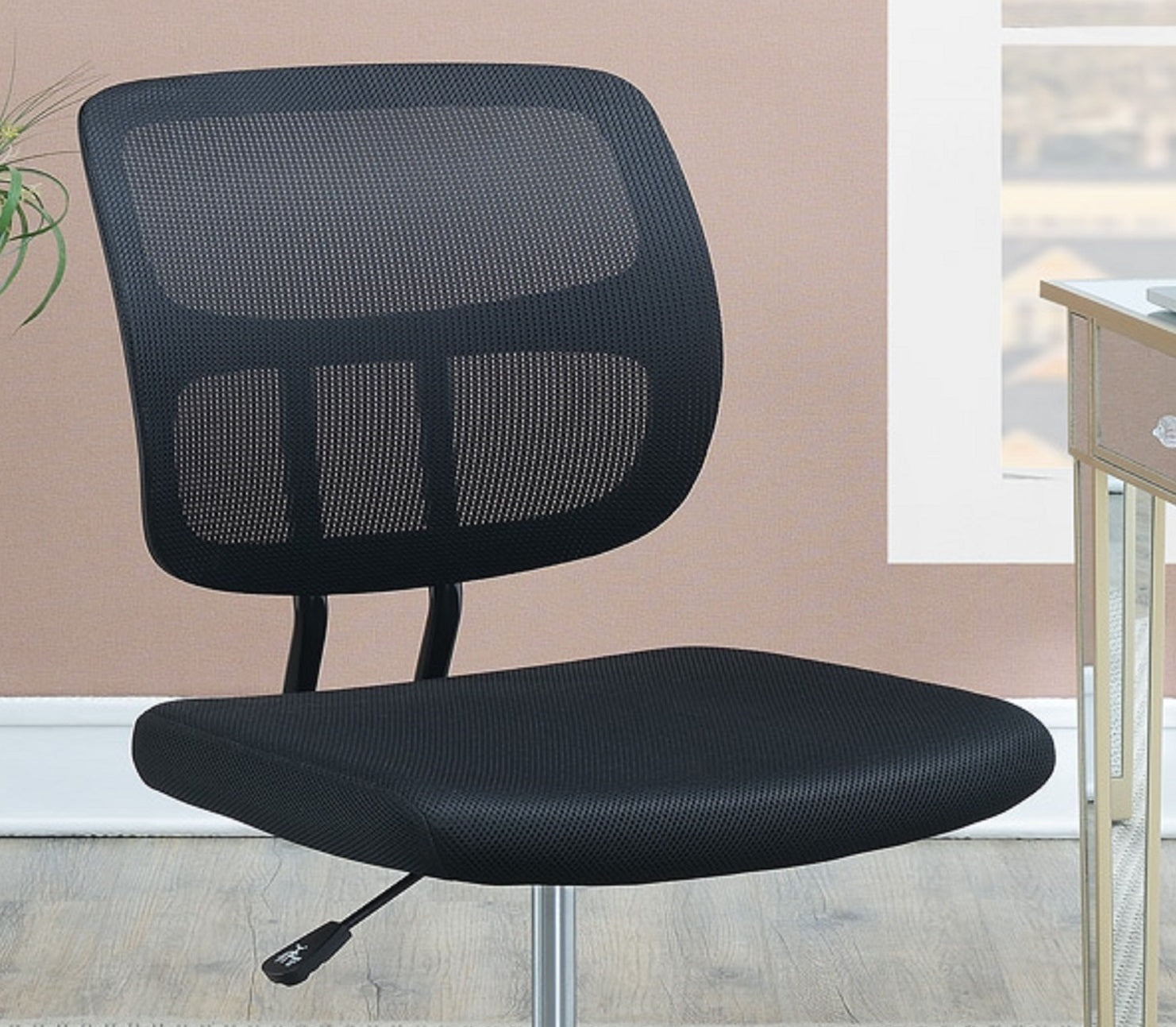 Elegant Design 1Pc Office Chair Black Mesh Desk Chairs Wheelsmaterial Seats Black Office Modern,Transitional Office Chairs Nylon Mesh