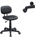 Modern 1Pc Office Chair Black Tufted Design Upholstered Chairs With Wheels Caster Black Office Foam Modern Tufted Back Adjustable Height Plastic