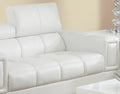 White Faux Leather Living Room 2Pc Sofa Set Sofa And Loveseat Furniture Couch Unique Design Metal Legs Adjustable Headrest White Faux Leather Wood Primary Living Space Tufted Back Classic,Contemporary Pine Square Arms Plywood 5 Seat