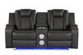 Benz Led & Power Recliner 2 Pc Made With Faux Leather In Gray Grey Faux Leather Metal Primary Living Space Medium Soft Cushion Back Contemporary,Modern Rolled Arms Solid Wood Mdf Faux Leather 5 Seat