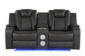 Benz Led & Power Recliner 3 Pc Made With Faux Leather In Gray Grey Faux Leather Metal Primary Living Space Medium Soft Cushion Back Contemporary,Modern Solid Wood Mdf Faux Leather 6 Seat