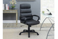 Black Faux Leather Cushioned Upholstered 1Pc Office Chair Adjustable Height Desk Chair Relax Black Office Contemporary,Modern Office Chairs Solid Back Adjustable Height Bonded Leather