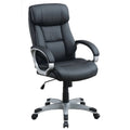 Classic 1Pc Office Chair Black Color Cushioned Headrest Adjustable Work Silver Armrest Black Office Contemporary,Modern Office Chairs Solid Back Adjustable Height Fabric