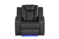 Benz Led & Power Recliner 3 Pc Made With Faux Leather In Gray Grey Faux Leather Metal Primary Living Space Medium Soft Cushion Back Contemporary,Modern Solid Wood Mdf Faux Leather 6 Seat