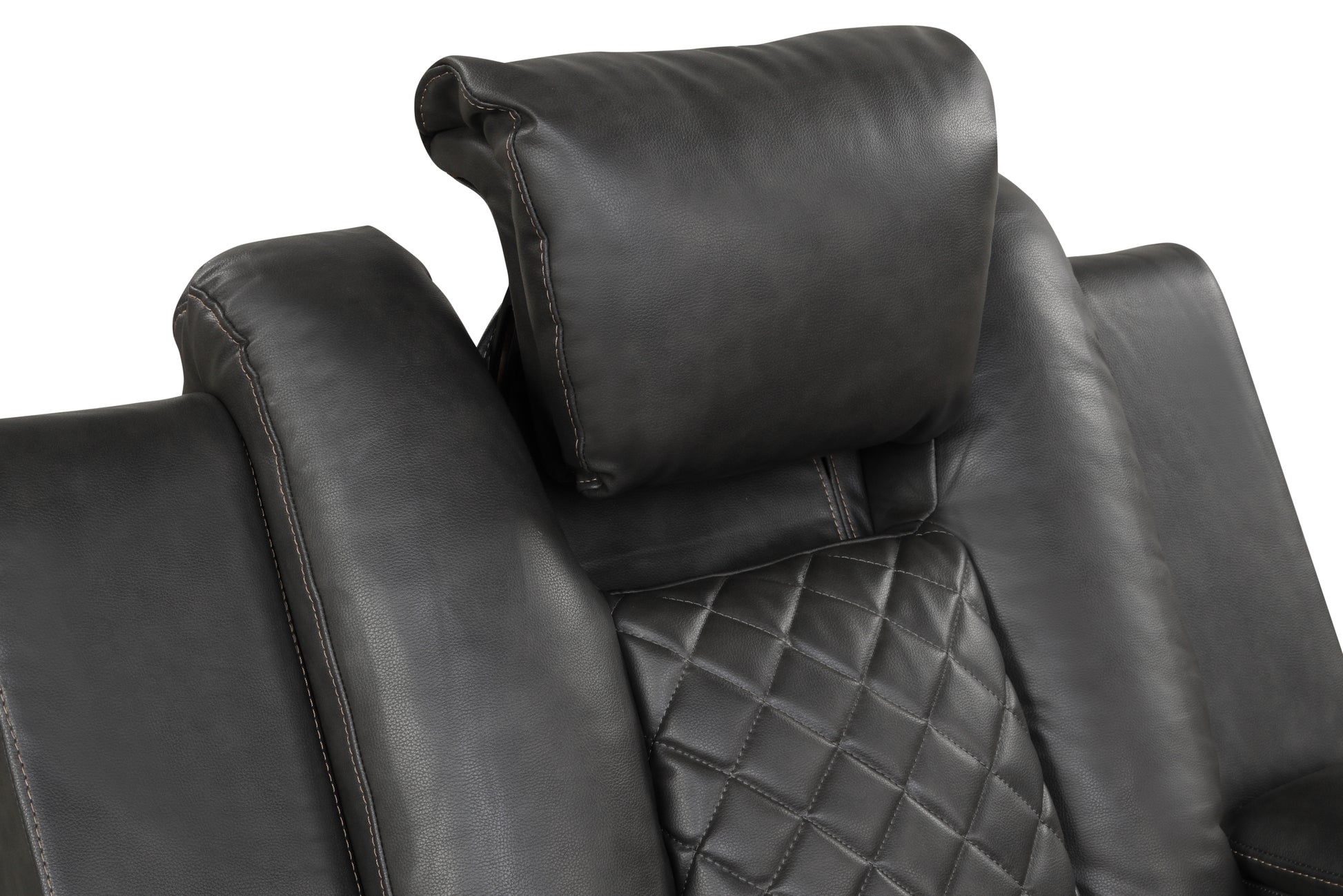 Benz Led & Power Recliner 2 Pc Made With Faux Leather In Gray Grey Faux Leather Metal Primary Living Space Medium Soft Cushion Back Contemporary,Modern Rolled Arms Solid Wood Mdf Faux Leather 5 Seat