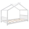 Twin Size House Platform Bed With Headboard And Footboard,Roof Design,White White Pine