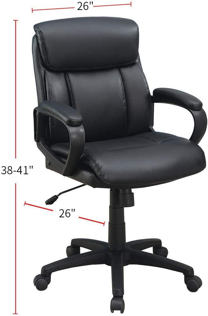 Classic Look Extra Padded Cushioned Relax 1Pc Office Chair Home Work Relax Black Color Black Office Contemporary,Modern Office Chairs Solid Back Adjustable Height Fabric