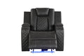 Benz Led & Power Recliner 3 Pc Made With Faux Leather In Gray Grey Faux Leather Metal Primary Living Space Medium Soft Cushion Back Contemporary,Modern Solid Wood Mdf Faux Leather 6 Seat