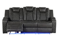 Benz Led & Power Recliner 2 Pc Made With Faux Leather In Gray Grey Faux Leather Metal Primary Living Space Medium Soft Cushion Back Contemporary,Modern Rolled Arms Solid Wood Mdf Faux Leather 5 Seat