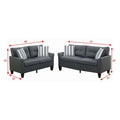 Living Room Furniture 2Pc Sofa Set Sofa And Loveseat Charcoal Glossy Polyfiber Plywood Solid Pine Charcoal Grey Wood Primary Living Space Tufted Back Modern,Transitional Pine Flared Arms Plywood 5 Seat