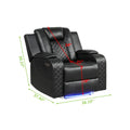 Benz Led & Power Recliner Chair Made With Faux Leather In Black Black Polypropylene