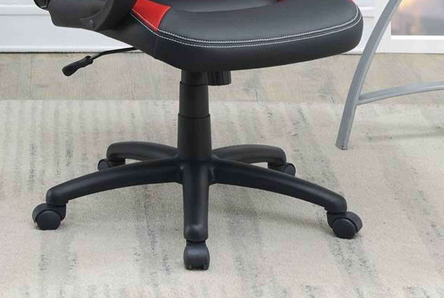 Office Chair Upholstered 1Pc Cushioned Comfort Chair Relax Gaming Office Work Black And Red Color Black Office Contemporary,Mid Century Modern,Modern Office Chairs Solid Back Adjustable Height Fabric