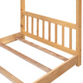 Twin Size House Platform Bed With Headboard And Footboard,Roof Design,Natural Natural Pine