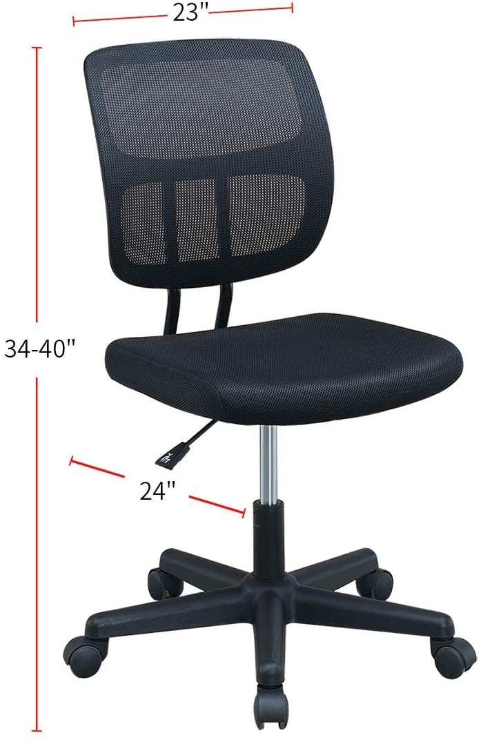 Elegant Design 1Pc Office Chair Black Mesh Desk Chairs Wheelsmaterial Seats Black Office Modern,Transitional Office Chairs Nylon Mesh