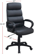 Black Faux Leather Cushioned Upholstered 1Pc Office Chair Adjustable Height Desk Chair Relax Black Office Contemporary,Modern Office Chairs Solid Back Adjustable Height Bonded Leather