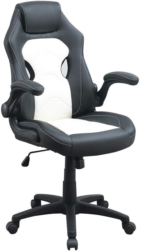 Office Chair Upholstered 1Pc Comfort Chair Relax Gaming Office Chair Work Black And White Color Black White Office Contemporary,Mid Century Modern,Modern Office Chairs Adjustable Height Fabric