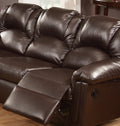 Motion Loveseat 1Pc Couch Living Room Furniture Brown Bonded Leather Brown Faux Leather Metal Primary Living Space Contemporary Pillow Top Arms Bonded Leather 2 Seat