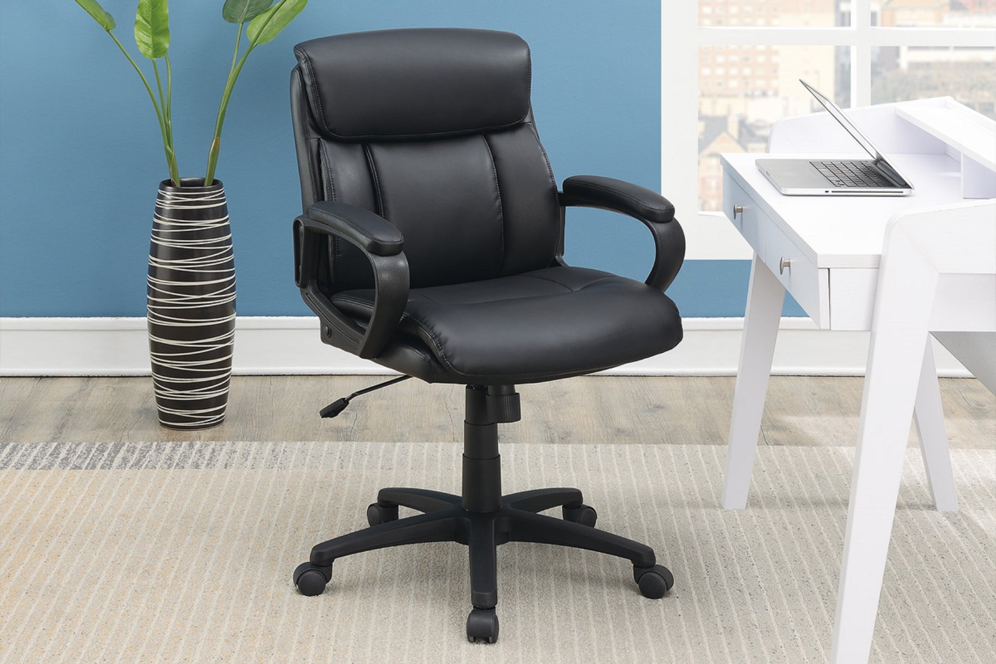 Classic Look Extra Padded Cushioned Relax 1Pc Office Chair Home Work Relax Black Color Black Office Contemporary,Modern Office Chairs Solid Back Adjustable Height Fabric