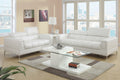 White Faux Leather Living Room 2Pc Sofa Set Sofa And Loveseat Furniture Couch Unique Design Metal Legs Adjustable Headrest White Faux Leather Wood Primary Living Space Tufted Back Classic,Contemporary Pine Square Arms Plywood 5 Seat