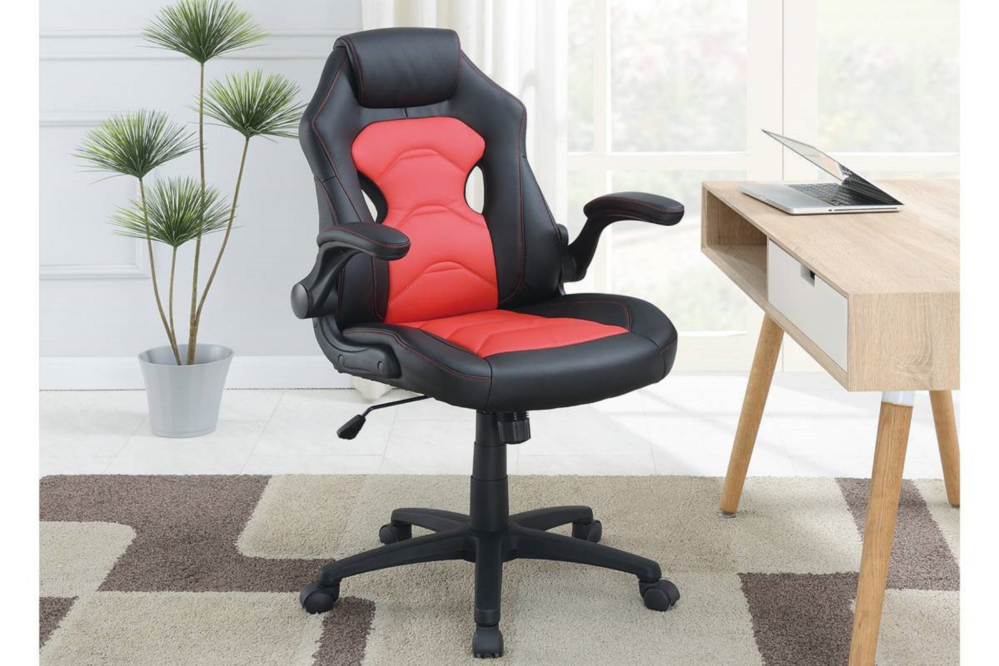 Office Chair Upholstered 1Pc Comfort Chair Relax Gaming Office Chair Work Black And Red Color Black Red Office Contemporary,Modern Office Chairs Solid Back Adjustable Height Fabric