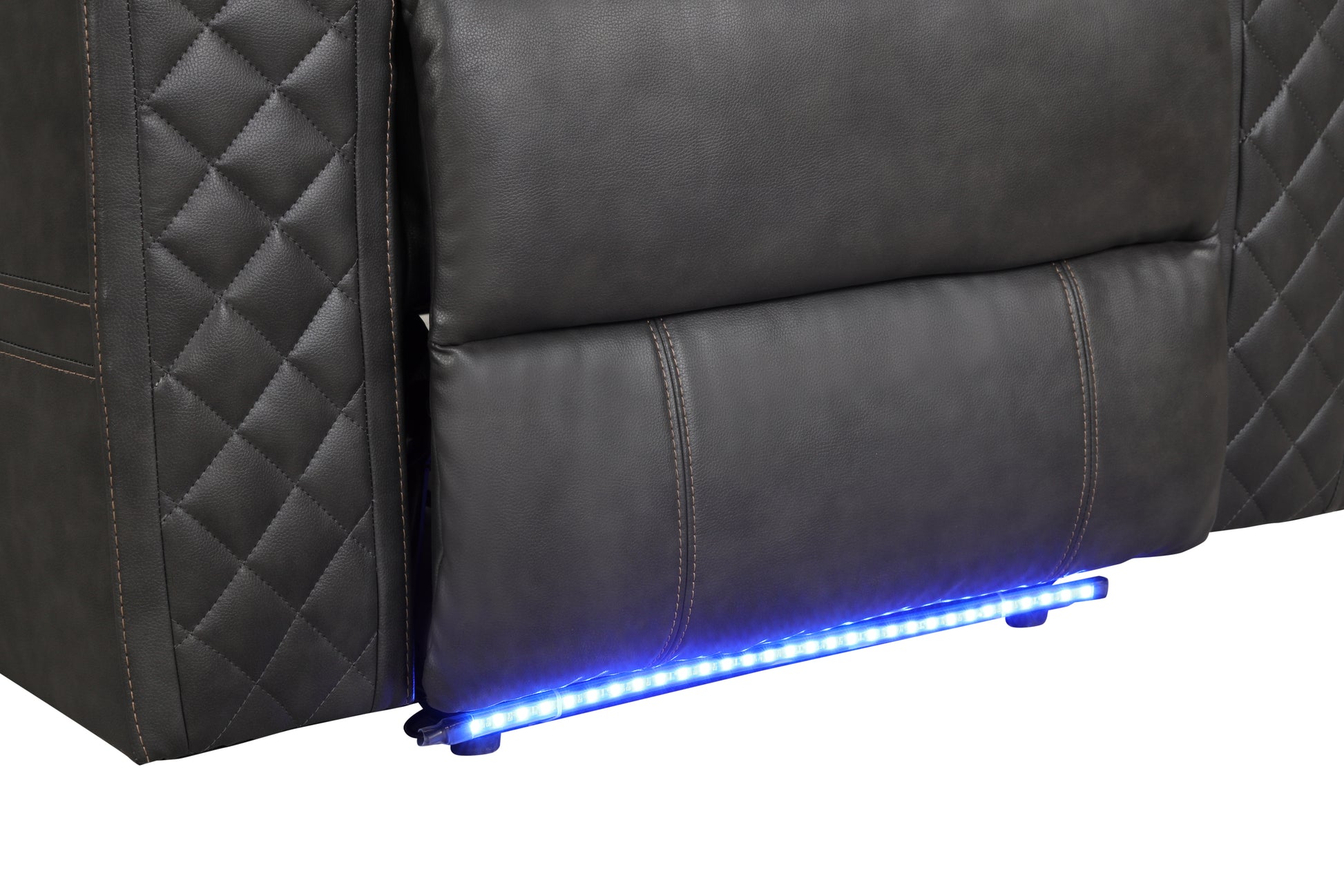 Benz Led & Power Recliner 2 Pc Made With Faux Leather In Gray Grey Faux Leather Metal Primary Living Space Medium Soft Cushion Back Contemporary,Modern Rolled Arms Solid Wood Mdf Faux Leather 5 Seat