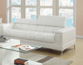 White Faux Leather Living Room 2Pc Sofa Set Sofa And Loveseat Furniture Couch Unique Design Metal Legs Adjustable Headrest White Faux Leather Wood Primary Living Space Tufted Back Classic,Contemporary Pine Square Arms Plywood 5 Seat