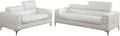 White Faux Leather Living Room 2Pc Sofa Set Sofa And Loveseat Furniture Couch Unique Design Metal Legs Adjustable Headrest White Faux Leather Wood Primary Living Space Tufted Back Classic,Contemporary Pine Square Arms Plywood 5 Seat