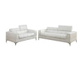 White Faux Leather Living Room 2Pc Sofa Set Sofa And Loveseat Furniture Couch Unique Design Metal Legs Adjustable Headrest White Faux Leather Wood Primary Living Space Tufted Back Classic,Contemporary Pine Square Arms Plywood 5 Seat