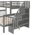 Stairway Twin Over Full Bunk Bed With Drawer, Storage And Guard Rail For Bedroom, Dorm, For Adults, Gray Color Old Sku: Lp000219Aae Gray Solid Wood