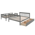 Stairway Twin Over Full Bunk Bed With Drawer, Storage And Guard Rail For Bedroom, Dorm, For Adults, Gray Color Old Sku: Lp000219Aae Gray Solid Wood