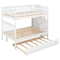 Full Over Full Bunk Bed With Trundle And Staircase,White Full White Pine