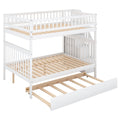 Full Over Full Bunk Bed With Trundle And Staircase,White White Pine