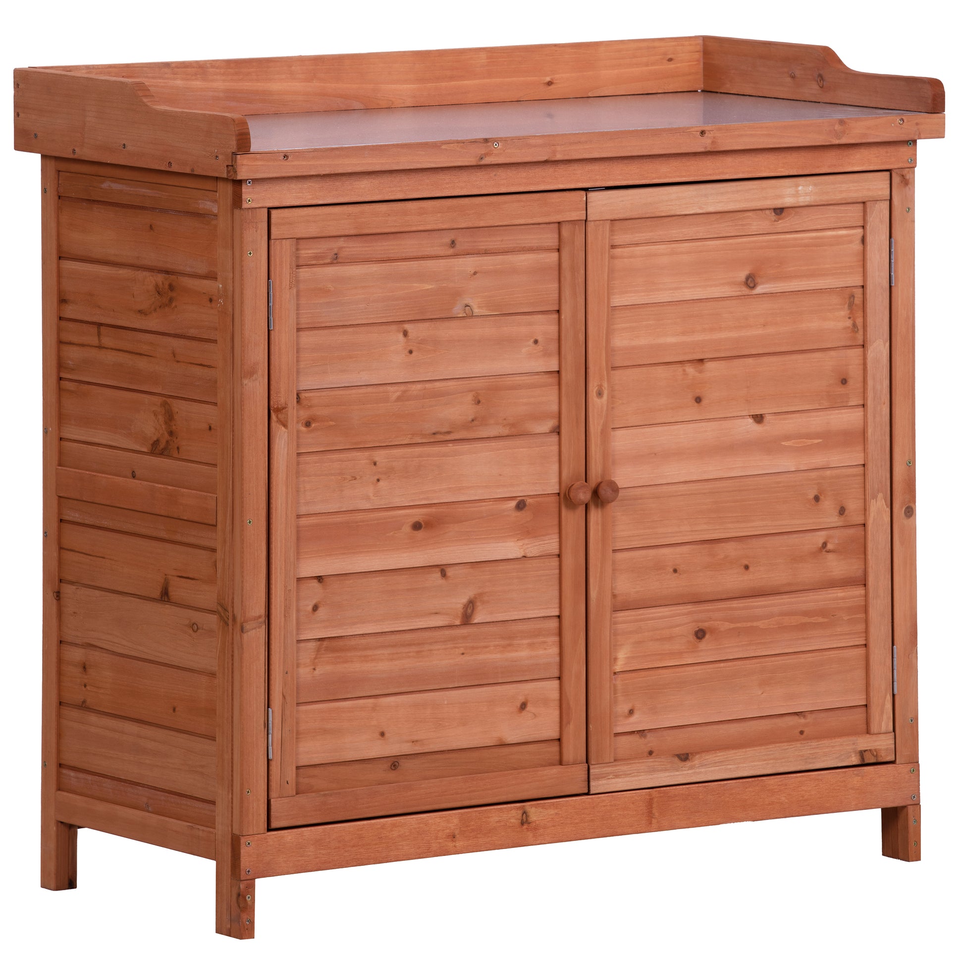 Outdoor 39" Potting Bench Table, Rustic Garden Wood Workstation Storage Cabinet Garden Shed With 2 Tier Shelves And Side Hook, Orange Orange Garden & Outdoor Casual Wood Solid Wood