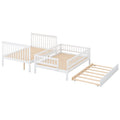 Full Over Full Bunk Bed With Trundle And Staircase,White White Pine