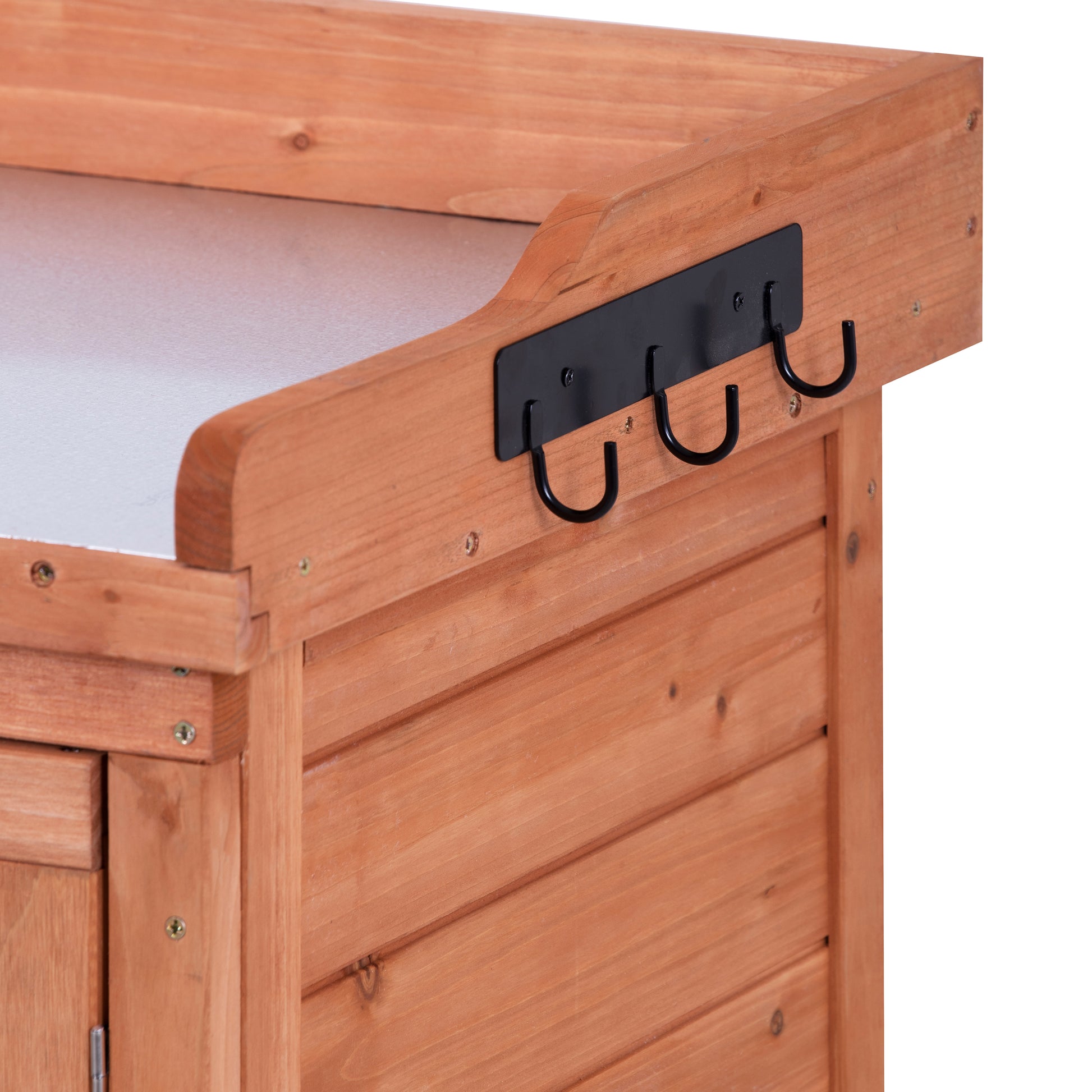 Outdoor 39" Potting Bench Table, Rustic Garden Wood Workstation Storage Cabinet Garden Shed With 2 Tier Shelves And Side Hook, Orange Orange Garden & Outdoor Casual Wood Solid Wood