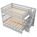 Full Over Full Bunk Bed With Trundle And Staircase,Gray Full Gray Pine