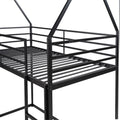 Twin Over Twin House Bunk Bed With Ladder And Slide,Black Black Metal