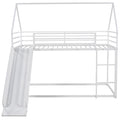 Twin Over Twin House Bunk Bed With Ladder And Slide,White White Metal