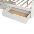 Twin Over Full Bunk Bed With Drawers,Storage And Slide, Multifunction, White Twin Box Spring Not Required White Pine