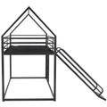 Twin Over Twin House Bunk Bed With Ladder And Slide,Black Black Metal