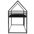 Twin Over Twin House Bunk Bed With Built In Ladder,Black Black Metal