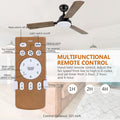 Simple Deluxe 44 Inch Ceiling Fan With Led Light And Remote Control, 6 Speed Modes, 2 Rotating Modestimer Dark Brown Solid Wood