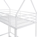 Twin Over Twin House Bunk Bed With Built In Ladder,White White Metal