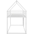 Twin Over Twin House Bunk Bed With Built In Ladder,White White Metal