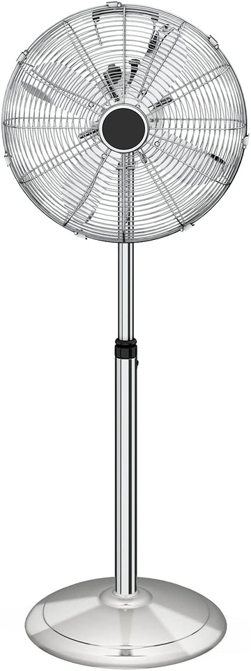 16 Inch Stand Fan, Adjustable Heights, Horizontal Ocillation 75 , 3 Settings Speeds, Low Noise, Quality Made Durable Fan, High Velocity, Heavy Duty Metal For Industrial, Commercial, Residential