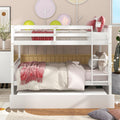 Full Over Full Bunk Bed With Trundle, Convertible To 2 Full Size Platform Bed, Full Size Bunk Bed With Ladder And Safety Rails For Kids, Teens, Adults,White Old Sku:W504S00002 White Pine