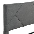 Full Size Upholstered Platform Bed Frame With Headboard, Strong Wood Slat Support, Mattress Foundation, No Box Spring Needed, Easy Assembly, Gray Gray Fabric