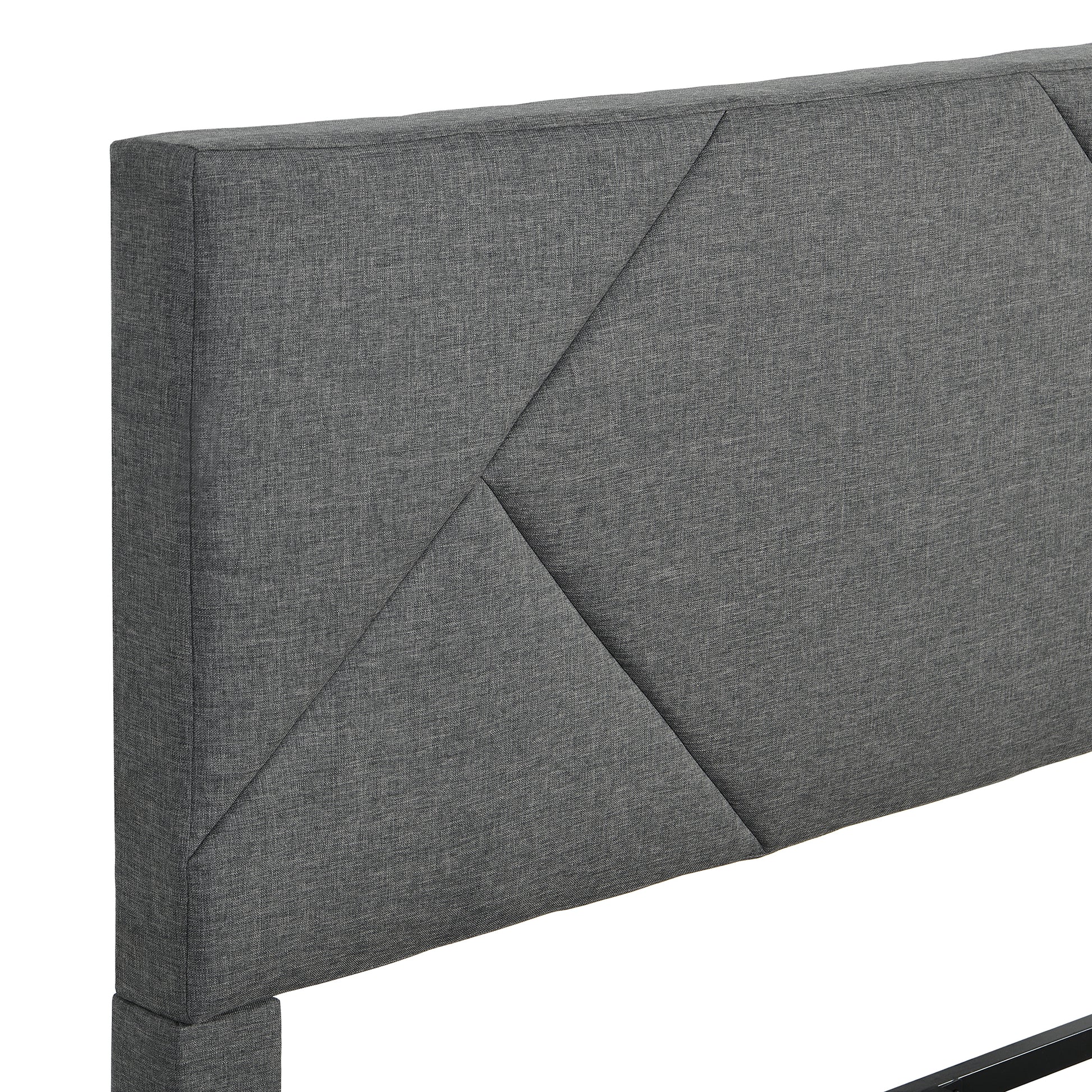 Full Size Upholstered Platform Bed Frame With Headboard, Strong Wood Slat Support, Mattress Foundation, No Box Spring Needed, Easy Assembly, Gray Gray Fabric